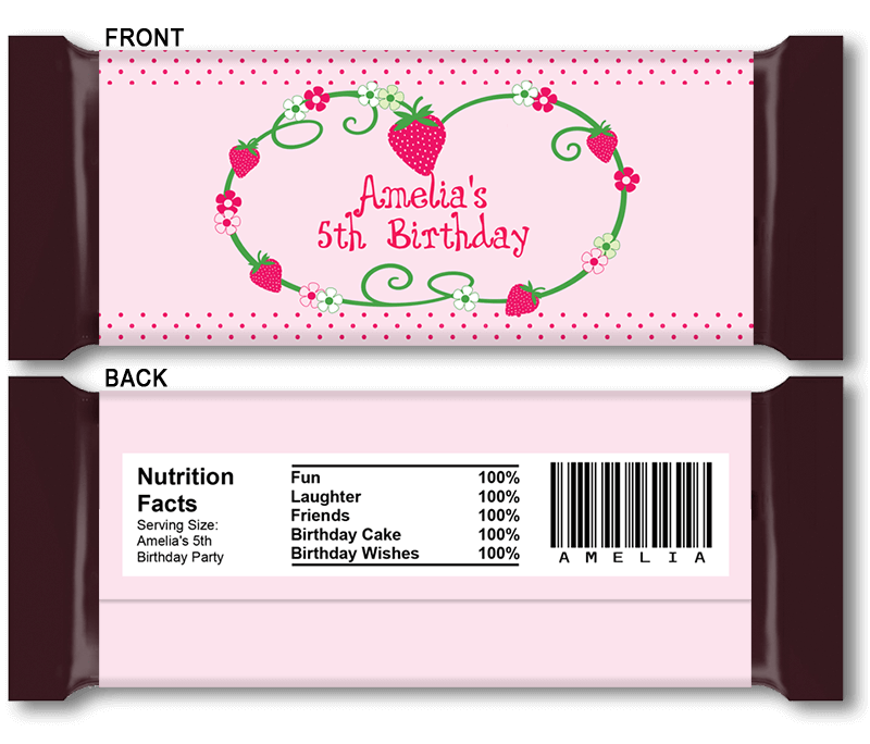 YOU PRINT Candy Bar Chocolate Bar Wraps Coordinated With Your