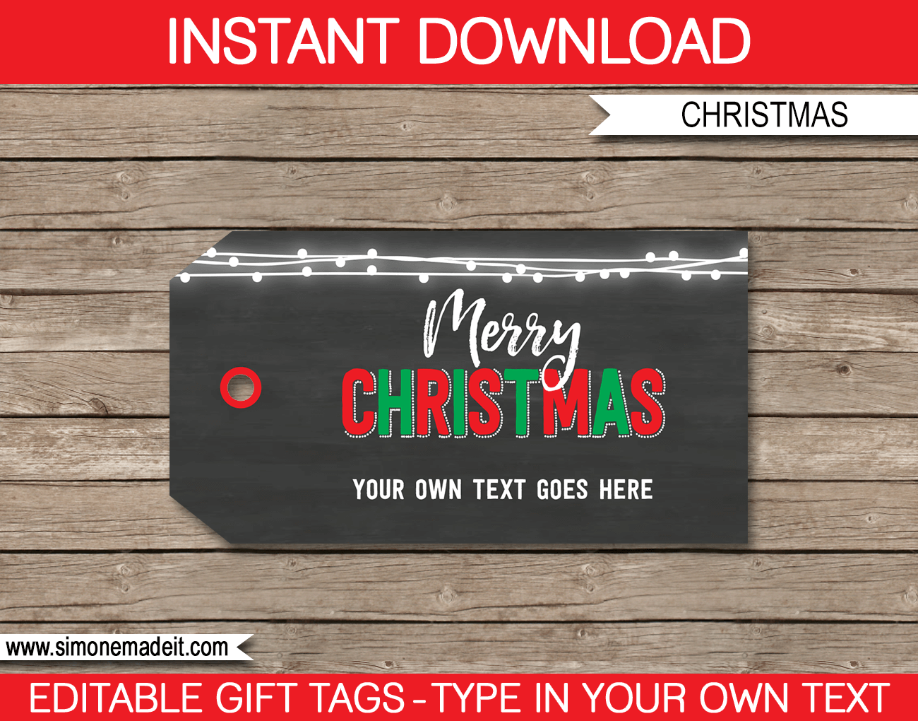 Printable Christmas Gift Tags | Chalkboard | Editable DIY Template | Instant Download via simonemadeit.com