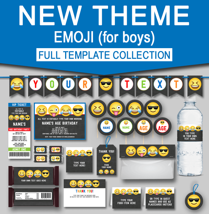 Boys Emoji Birthday Party Printables | DIY Editable & Printable Templates | Instant Download via simonemadeit.com