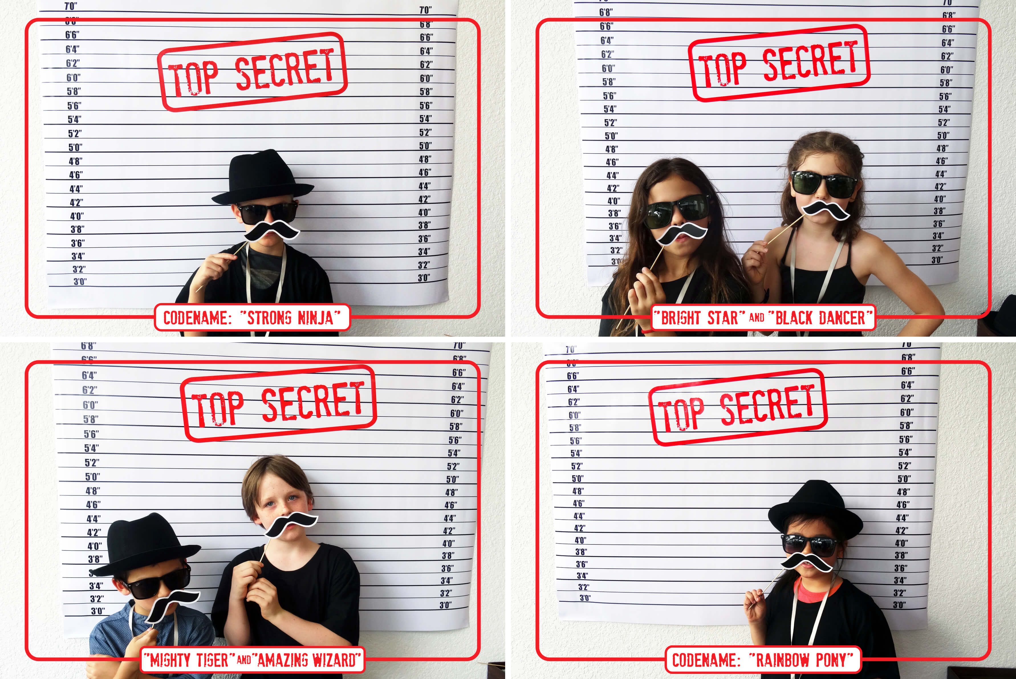 Secret Agent or Spy Birthday Party Photo Booth Ideas
