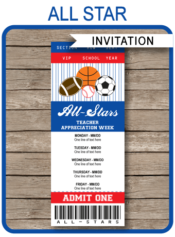 Teacher Appreciation Week Invitation - All Star Theme - Mailbox Drop - Editable & Printable template - INSTANT DOWNLOAD via simonemadeit.com