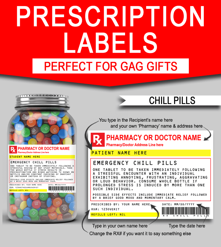 Printable Chill Pill Label That are Enterprising Regina Blog