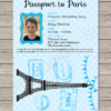 Passport to Paris Invitation Template with photo - blue