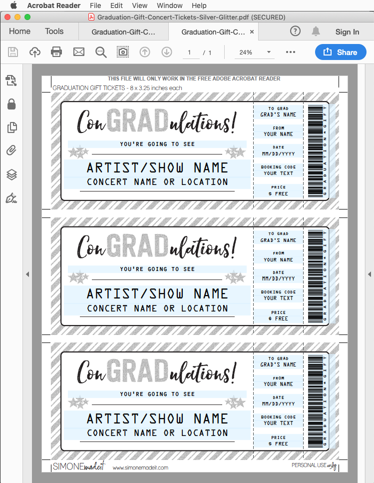 Printable Graduation Ticket Template