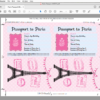 Passport to Paris Invitation - Inside. You edit all the text in the shaded light blue boxes, then digitally insert the birthday girls photo!