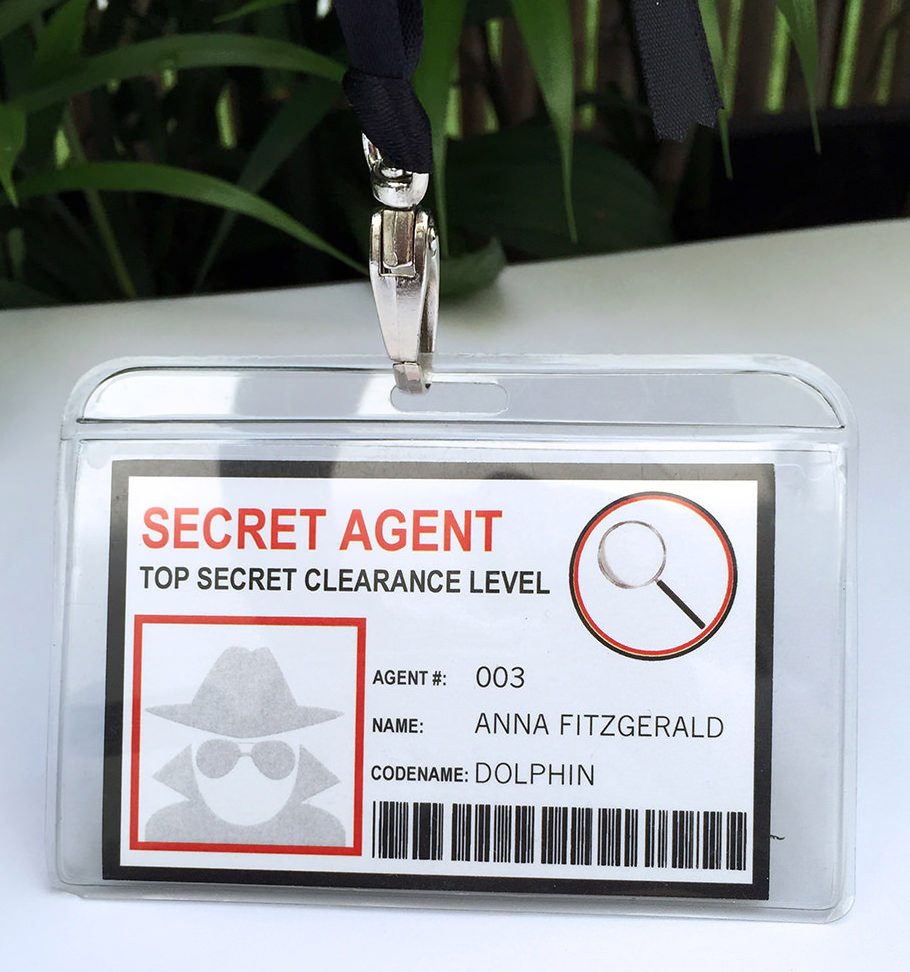 Spy or Secret Agent Badge template – red Regarding Spy Id Card Template