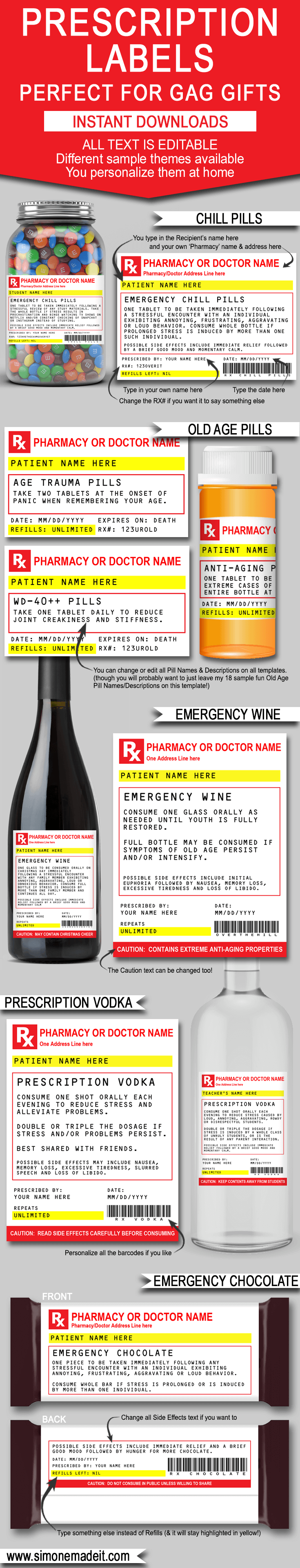 Gag Prescription Label Templates | Printable Chill Pills