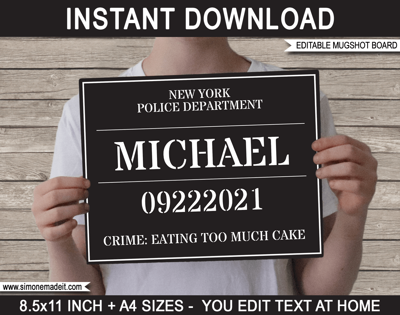 mugshot name board template