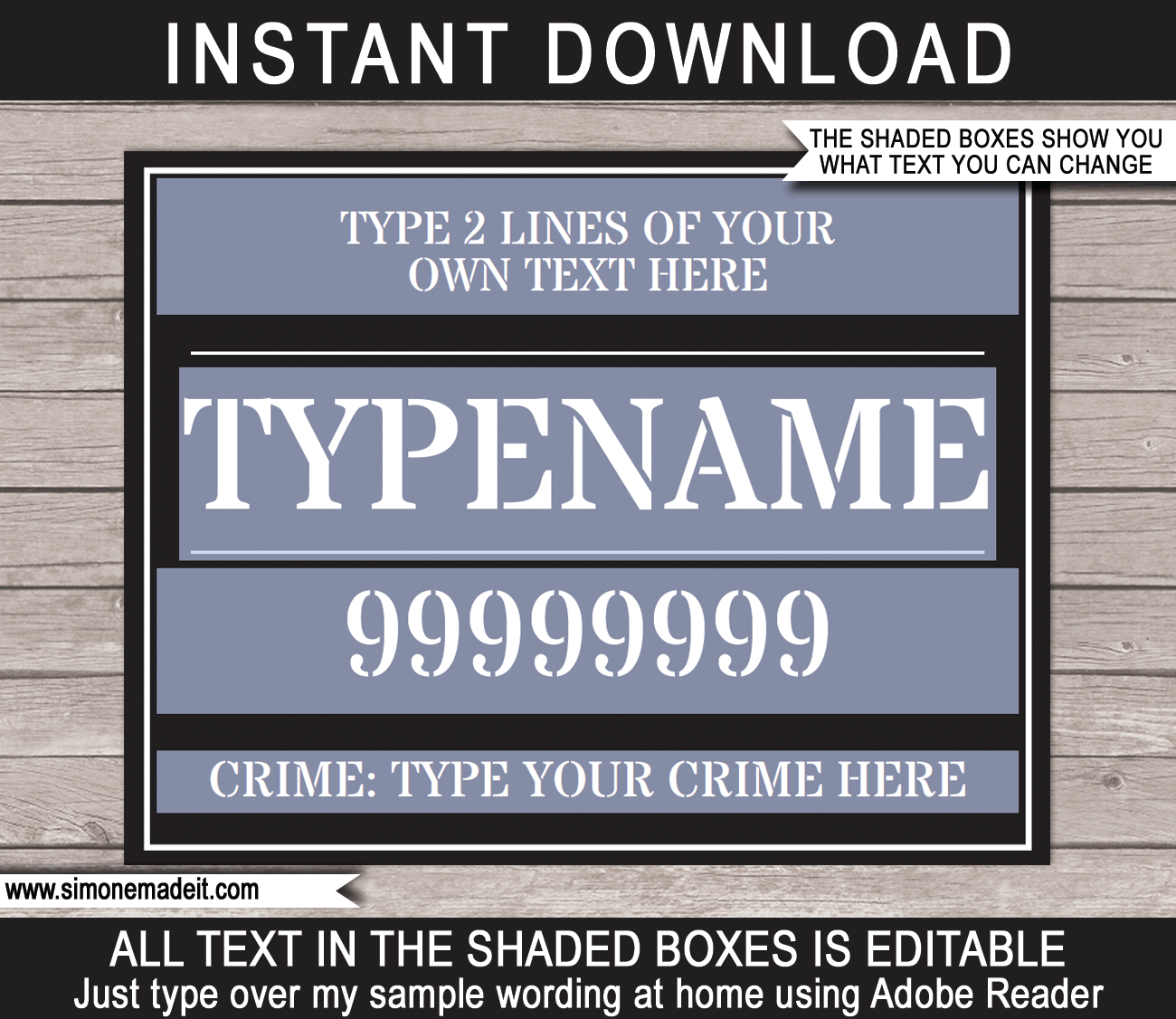 Mugshot Sign Board | Printable Mug Shot Board Photo Booth Prop | Police, Spy, Bachelor