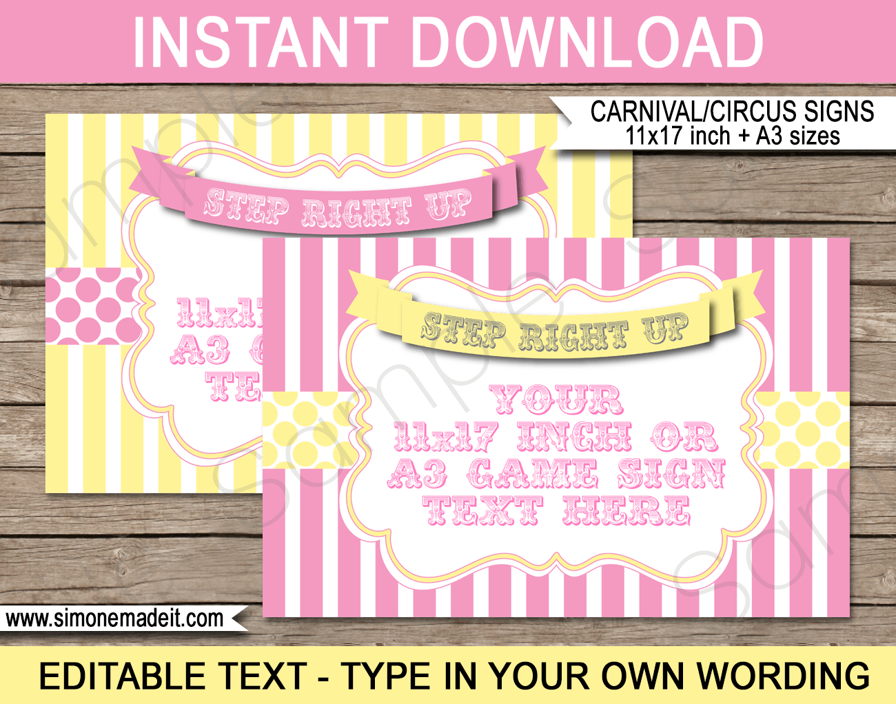 Printable Carnival Party Game Signs | Editable Text | Editable DIY Template | Circus Theme Party Decorations | $4.00 Instant Download via SIMONEmadeit.com