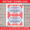 Editable & Printable Circus or Carnival Invitation Template - Red and Aqua