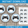 Printable Playstation Birthday Party Cupcake Toppers Template
