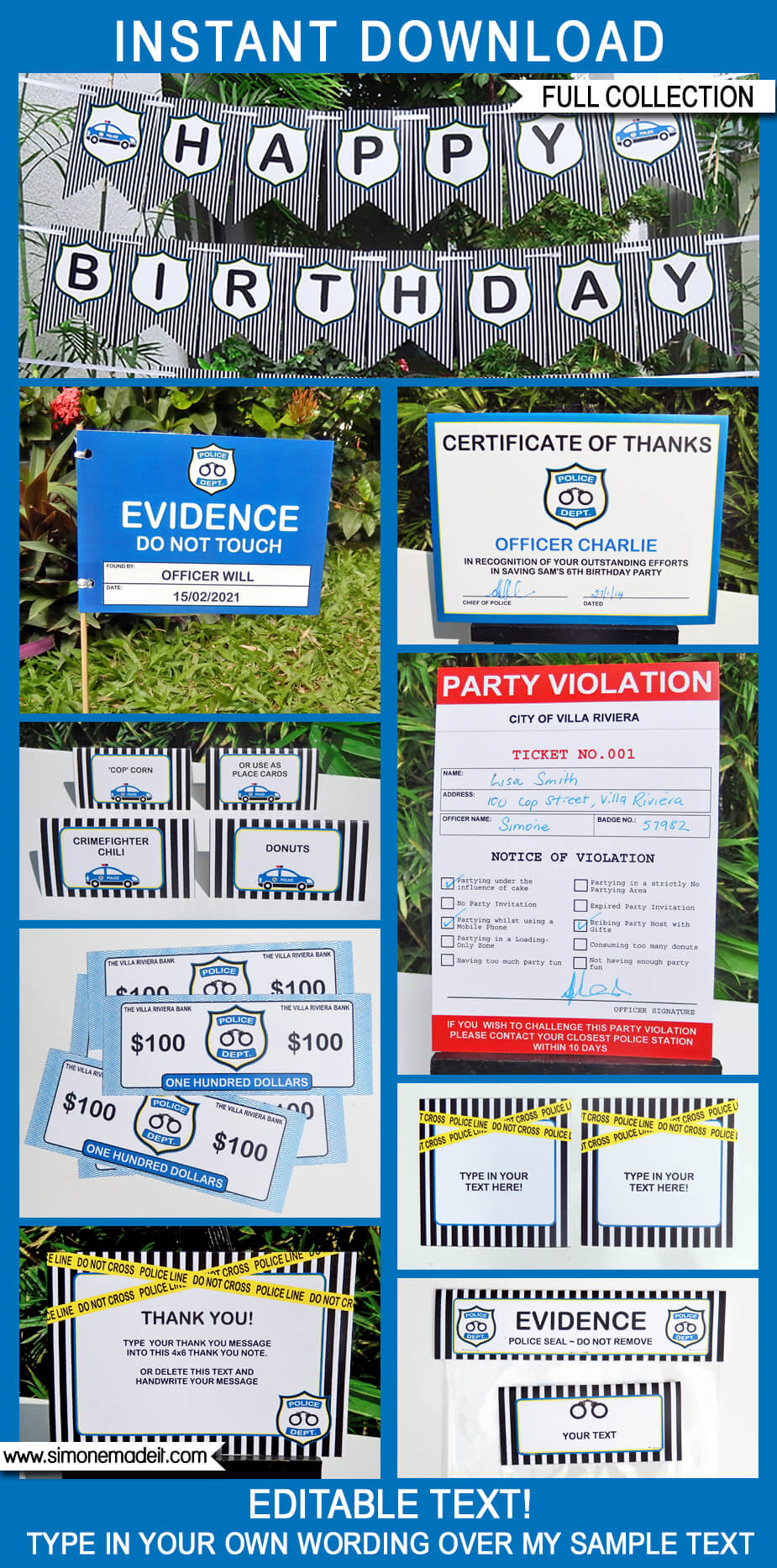 police-party-printables-invitation-decorations-police-theme-templates