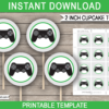 Printable Playstation Birthday Party Cupcake Toppers Template