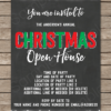Printable Chalkboard Christmas Open House Invitation Template with Editable Text