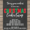 Printable Chalkboard Christmas Cookie Swap Invitation Template with Editable Text