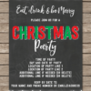 Printable Chalkboard Christmas Party Invitation Template with Editable Text