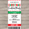 Printable Christmas Cocktail Party Ticket Invite Template with Editable Text