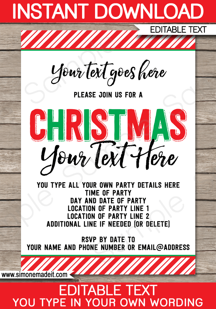 Christmas Party Invitation Template Jingle And Mingle Printable #c71 Editable Text Customizable Digital Download Invite Self-Editing