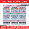 Printable Christmas Ticket Invite Template with Editable Text