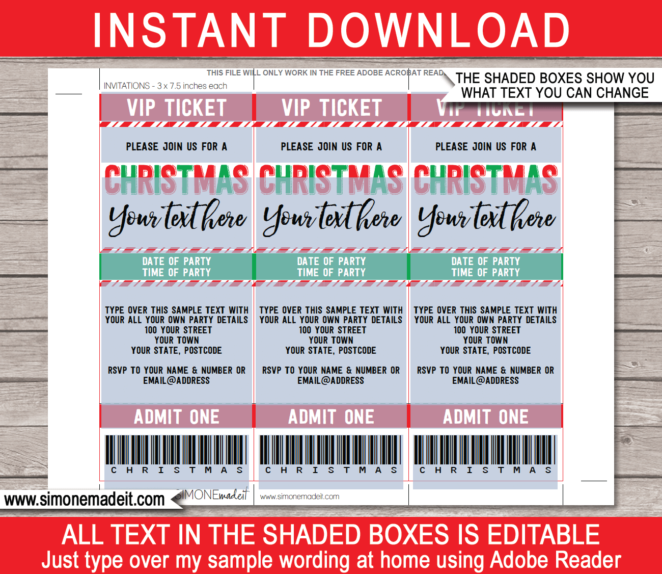 Christmas Party Printable Ticket Template