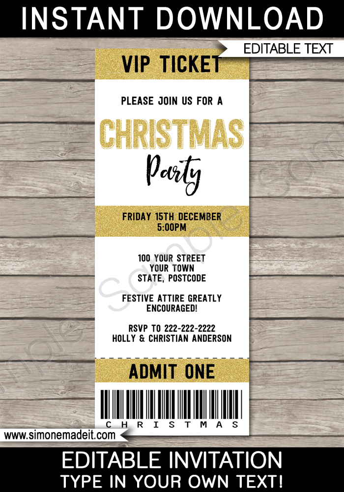 Christmas Party Printable Ticket Template