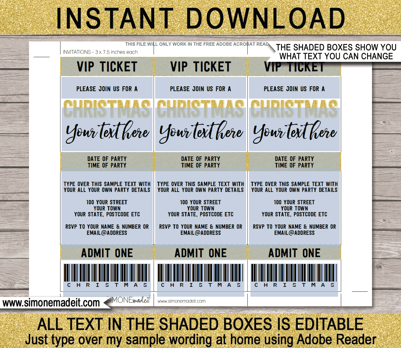 Christmas Party Printable Ticket Template