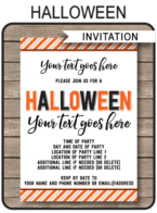 Editable & Printable Halloween Party Invitation Template