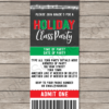 Printable Chalkboard Holiday Class Party Ticket Invitation Template with Editable Text