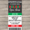 Printable Chalkboard Holiday Open House Ticket Invitation Template with Editable Text