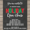 Printable Chalkboard Holiday Open House Invitation Template with Editable Text
