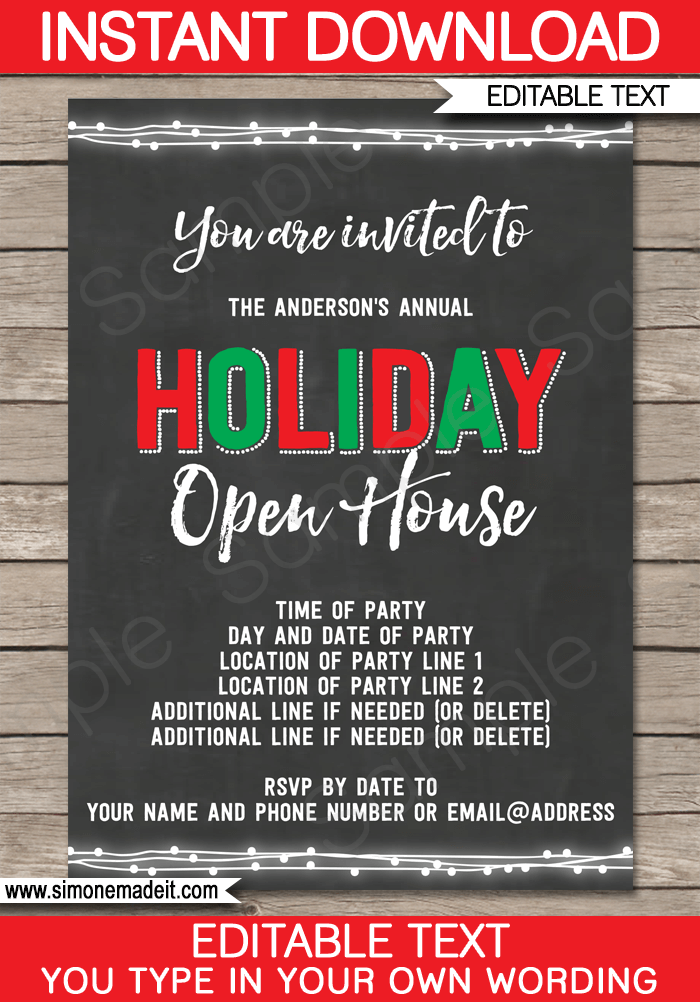 Printable Holiday Party Invitations Template | Editable Holiday Party Invites