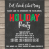 Printable Chalkboard Holiday Party Invitation Template with Editable Text