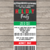 Printable Chalkboard Holiday Party Ticket Invitation Template with Editable Text