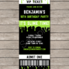 Editable & Printable Green Slime VIP Ticket Invite Template