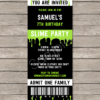 Editable & Printable Green Slime Ticket Invite Template