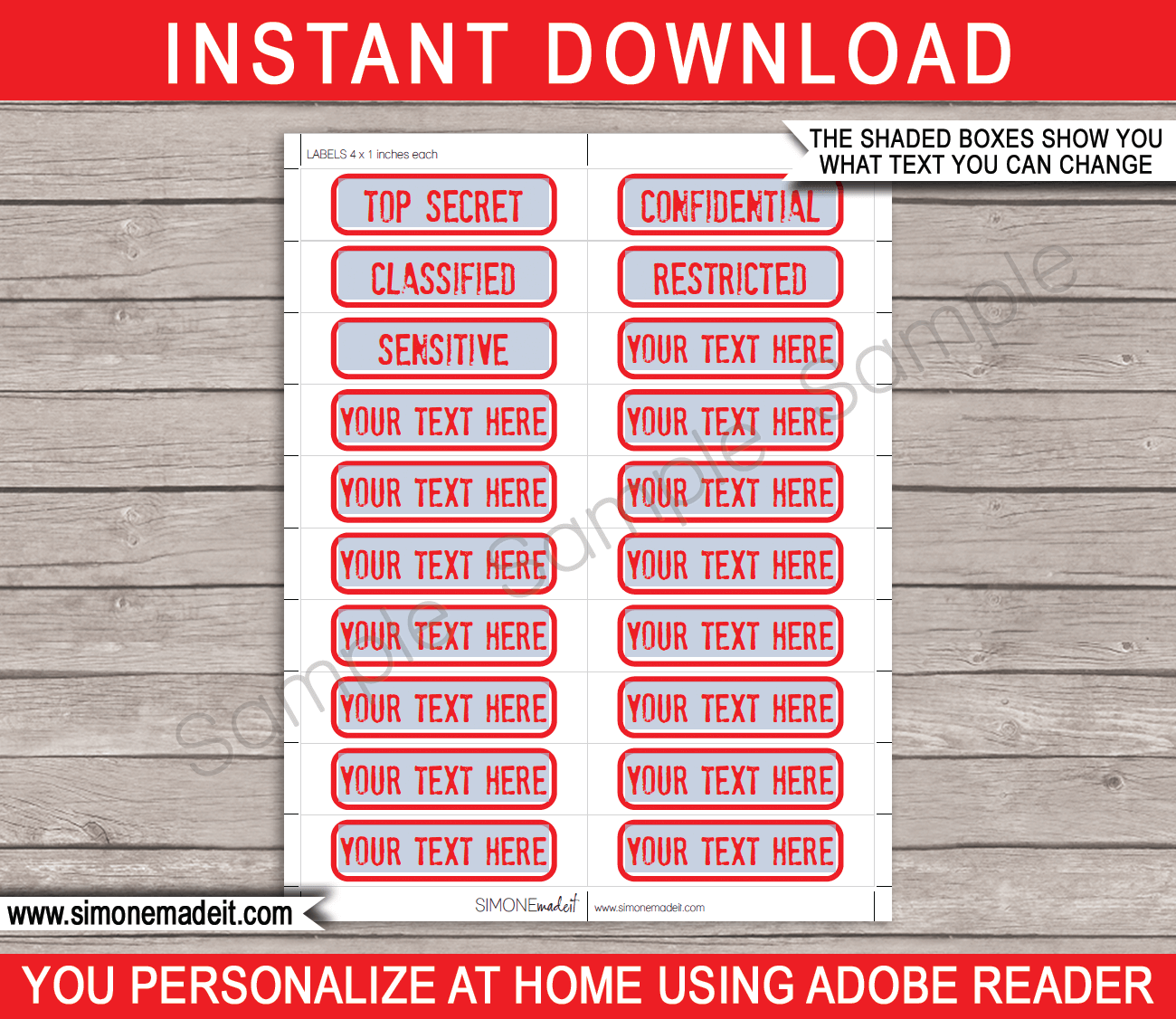 Printable Top Secret Labels