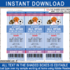 Printable All Star Baby Shower Ticket Invitation Template - DIY Editable Text invite