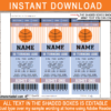 Printable Basketball Birthday Party Invitation Template - DIY Ticket Invite with Editable Text - Instant Download