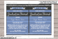 Editable & Printable Graduation Formal Invitation Template - Silver Glitter - DIY Grad Party Invite