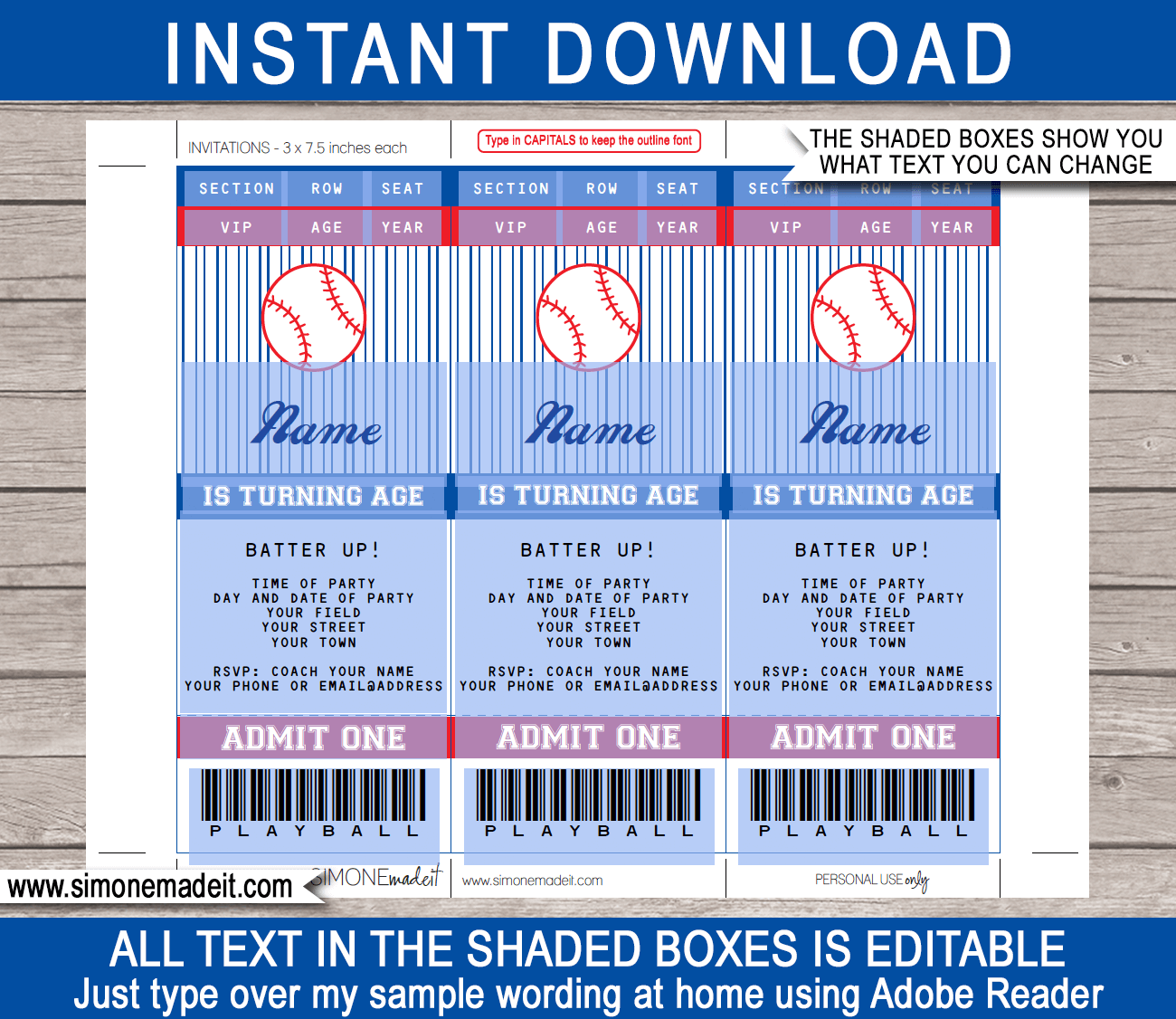 free printable baseball ticket template