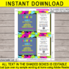 Printable Glow Theme Birthday Party Invitation Template with Photo - DIY Editable Invite - Instant Download