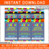 Printable Neon Glow Birthday Party Ticket Invite Template - DIY Editable Text Invitation - Instant Download