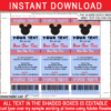 Printable Mickey Mouse Ticket Invitation Template - Birthday Party Invite with Editable Text - Instant Download