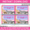 Printable Pink Animal Safari Favor Tags Template - Jungle Petting Zoo Thank You Tags with Editable Text - Instant Download