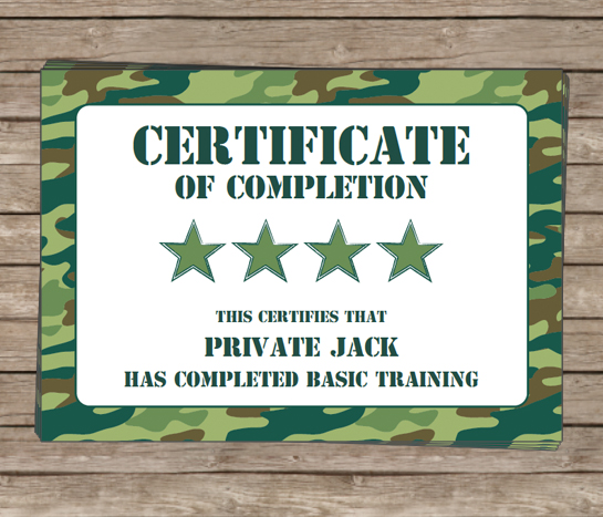 Army Boot Camp Certificate