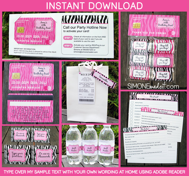 Mall Scavenger Hunt Invitations & Party Decorations