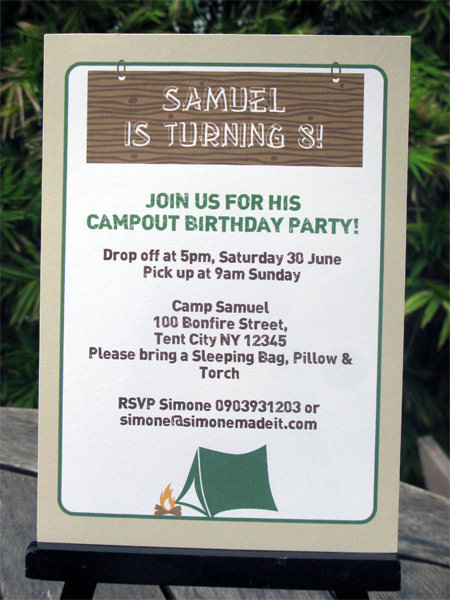 Camping Birthday Party invitations | Printable Template