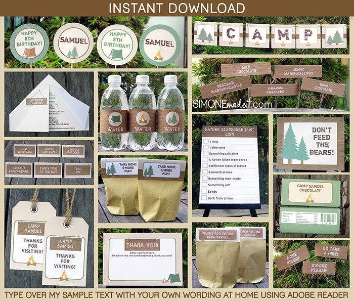 Camping Birthday Party Invitations | Party Decorations | Camping Tent Invitations