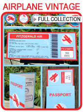 Printable Vintage Biplane Airplane Party Templates